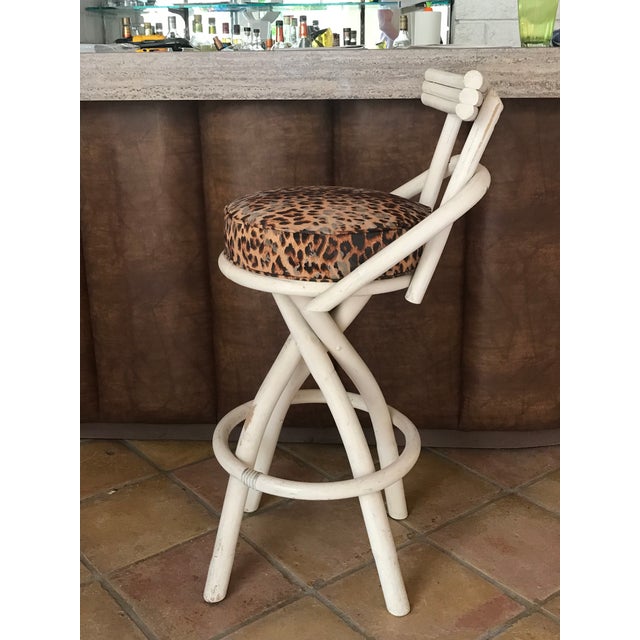 Set of 4 Bamboo Barstools For Sale - Image 4 of 9