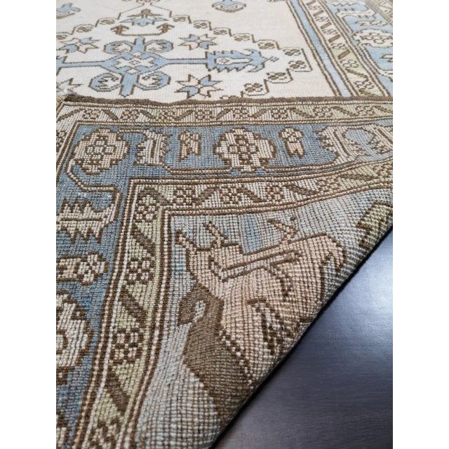 Blue Vintage Turkish Geometric Anatolian Oushak Rug For Sale - Image 9 of 13