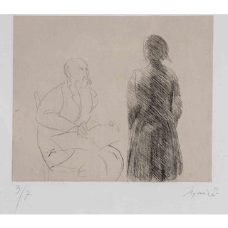 Giacomo Manzú, Two Figures Edition 3/7, 1970s1970s, Etching, Framed For Sale