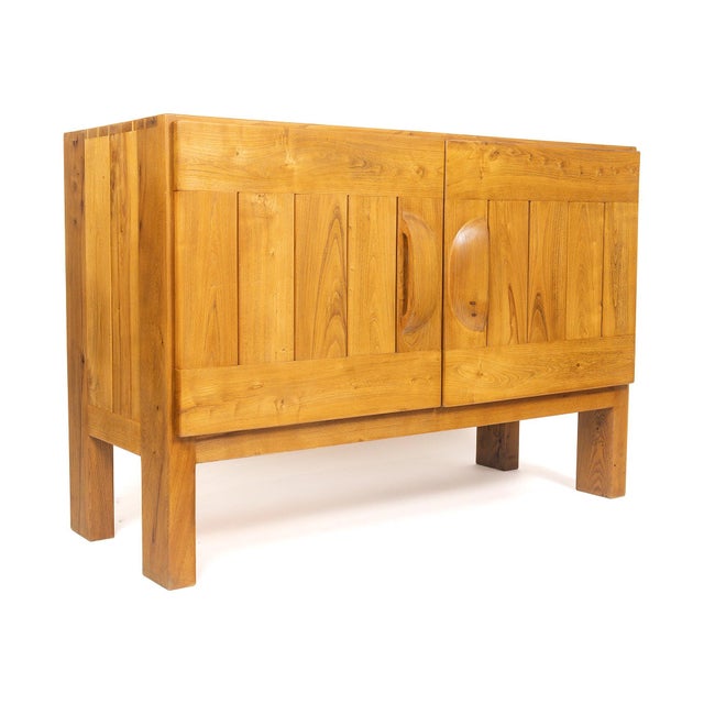 Mid-Century Modern 2-Door Buffet in Elm attributed to Maison Regain, 1970 For Sale - Image 3 of 16