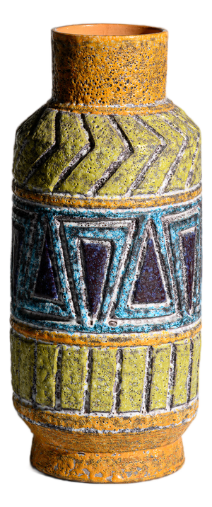 Vintage Geometric Floor Vase in Lava Glaze, 1960s