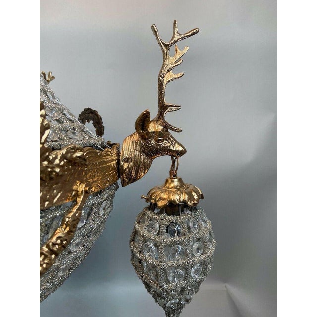 Vintage French Gold Bronze Deer Chandelier - 1 Pc For Sale - Image 9 of 11