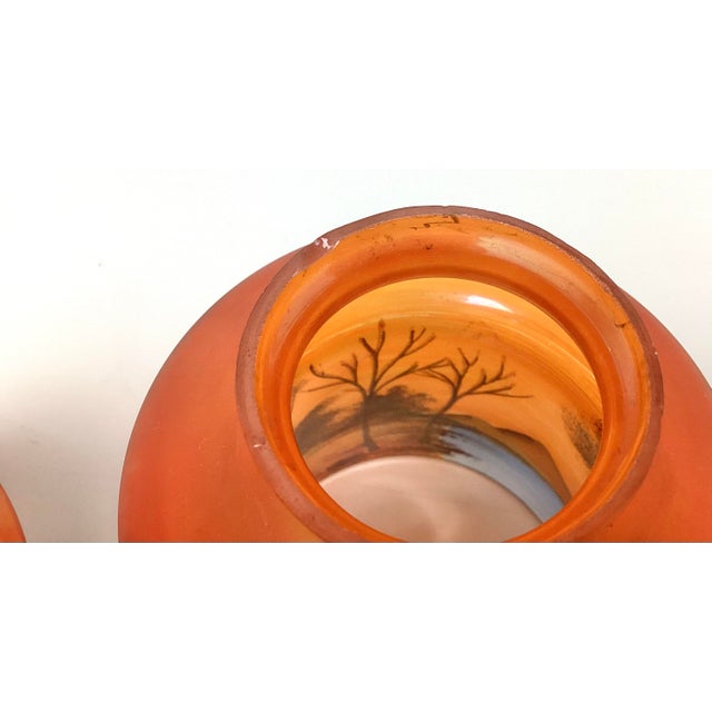 Set of 3 Hand Blown Glass Hand Painted Czechoslovakia Art Nouveau Shades. This is a wonderful set of three one has its...
