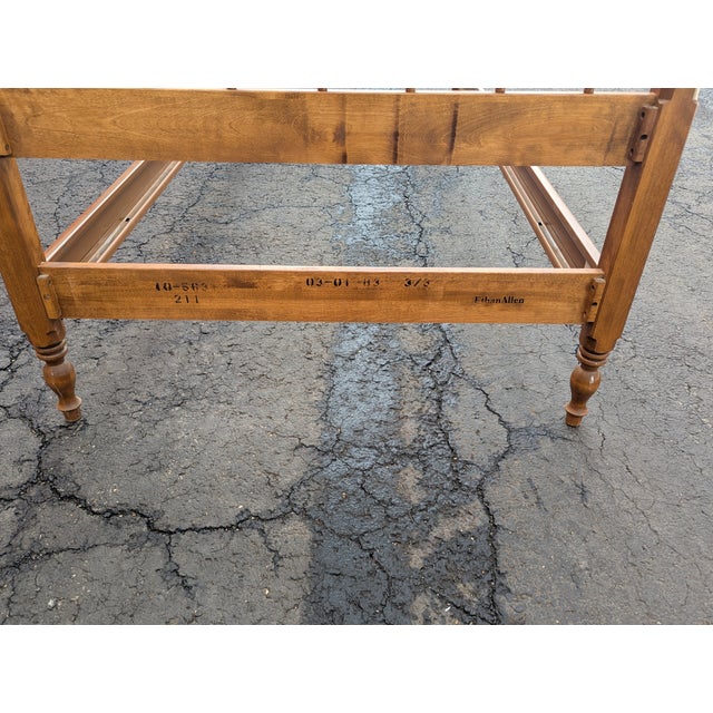 Brown Vintage Ethan Allen Maple Twin XL Size Poster Bedframe For Sale - Image 8 of 9