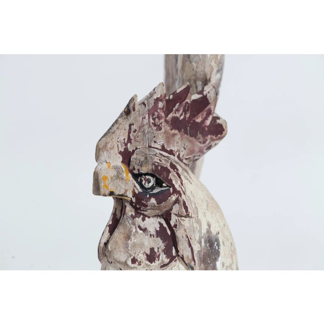 Antique White Vintage European Folk Art Cockerel, Early 20th Century For Sale - Image 8 of 10