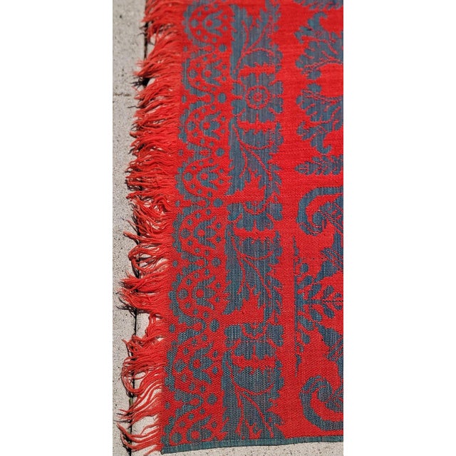 19thc Red & Blue Dated 1860 Coverlet From Pa. For Sale - Image 9 of 13