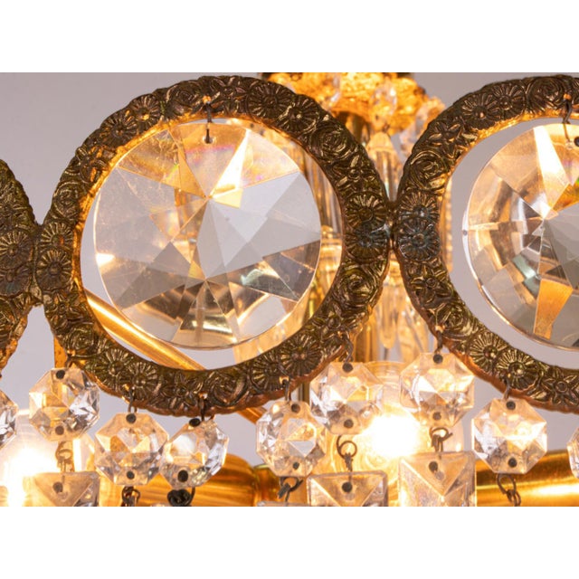 German Jewel Chandelier in Swarovski Crystal and Brass, 1960s For Sale - Image 12 of 16
