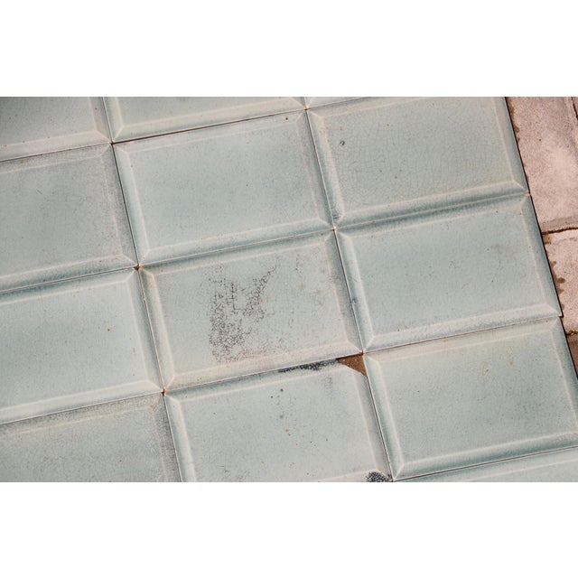 1920s Antique 1920s Portuguese Art Deco Era Relief Tiles Set of 56 in Soft Seafoam Glaze For Sale - Image 5 of 18