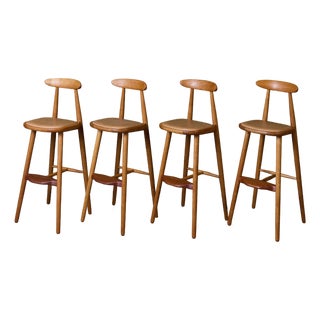 Set of Four Vilhelm Wohert Bar Stools for Stolefabriken Odense For Sale