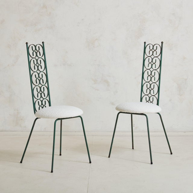 Metal Grenada' Wrought Iron + Ivory Boucle Accent Chair Attributed to Arthur Umanoff For Sale - Image 7 of 12