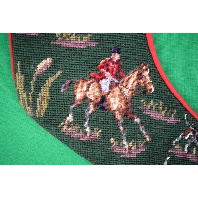 Late 20th Century Late 20th Century Hand-Needlepoint Fox-Hunt Scene Christmas Stocking For Sale - Image 5 of 5