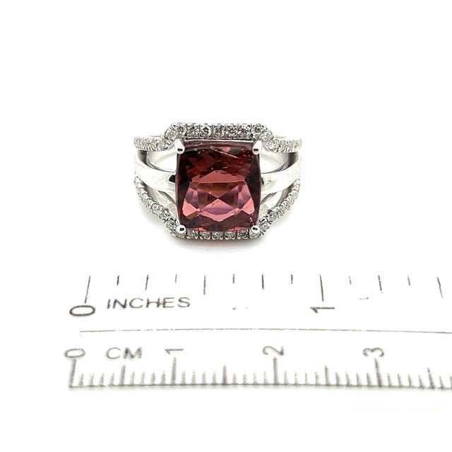 Natural Tourmaline Diamond Ring 6.5 14k White Gold 5.89 TCW Certified For Sale - Image 14 of 18