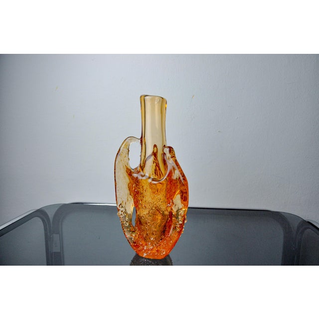 Orange Seguso Vase in Frosted Murano Glass, 1970 For Sale - Image 6 of 8