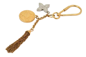 Louis Vuitton Monogram Crystal Gold Metal Finish Tassel Bag Charm Key Ring