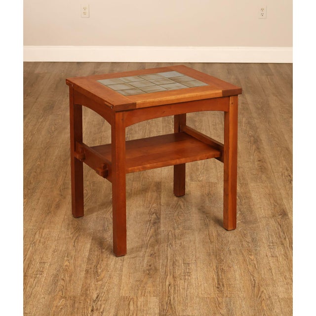 High Quality American Made Cherry End Table By Stickley From The Mission Collection. Features A Framed Tile Inset Top With...