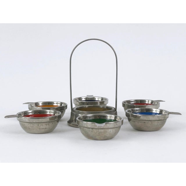 Metal Small Mid-Century Modern Enameled Ashtrays, Germany, 1960s, Set of 6 For Sale - Image 7 of 18