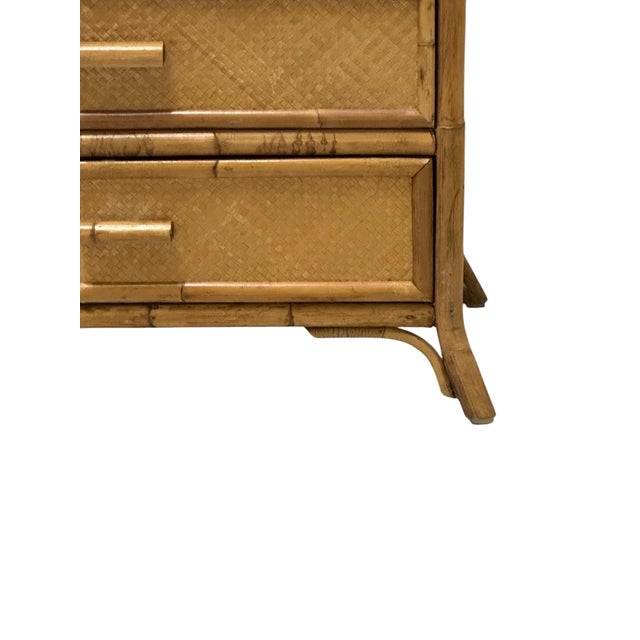 Pair of Mid 20th Century Bloomingdale’s Tortoiseshell Bamboo and Grasscloth Side Tables For Sale In New York - Image 6 of 15