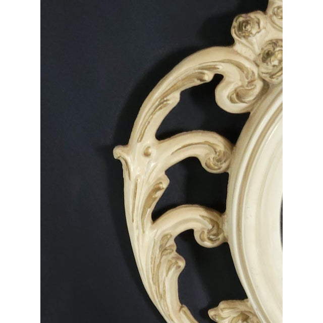 1960 Italian Art Nouveau Style Hand Carved Hand Painted Gilded Round Mirror For Sale - Image 18 of 18