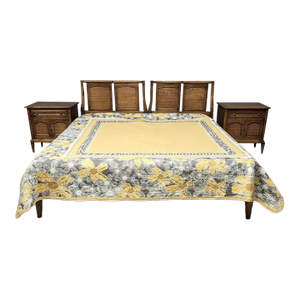 White Furniture Co. MCM Cane King Headboard & Nightstands - 3 Piece Bedroom Set