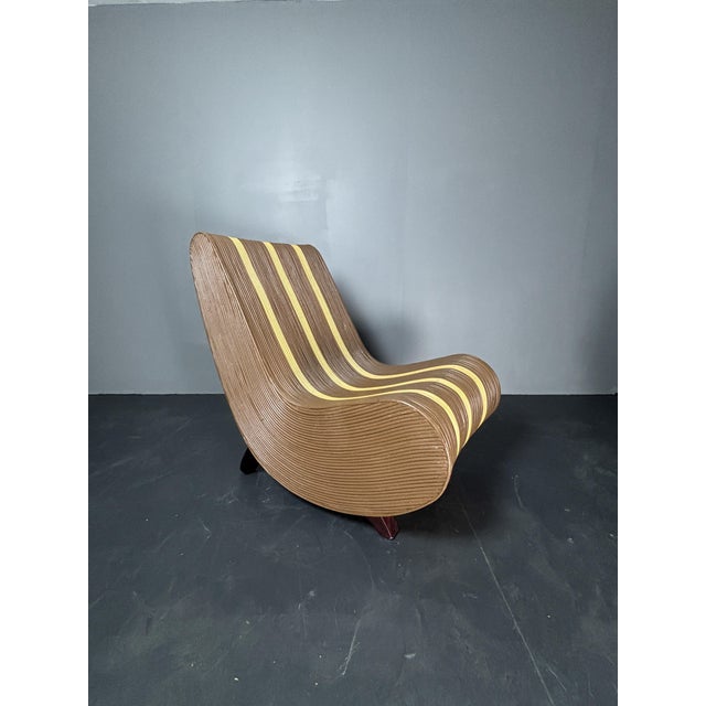 Curvy Wavy Pencil Reed Rattan and Bamboo Lounge Chair, 1970s For Sale - Image 10 of 18