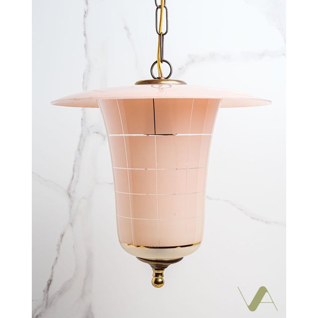 Ceiling Lamp in Glass in Powder Pink Color, 1950s For Sale - Image 6 of 6