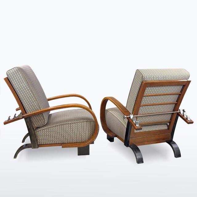 Vintage Art Deco Reclining Lounge Chairs, 1930s, Set of 2 For Sale - Image 3 of 15