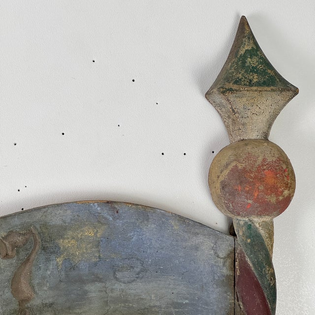 Late 19th Century Rare & Unusual Pair of French Hand Painted and Carved Wood Trade Sign in Form of Pole & Flag For Sale - Image 12 of 16