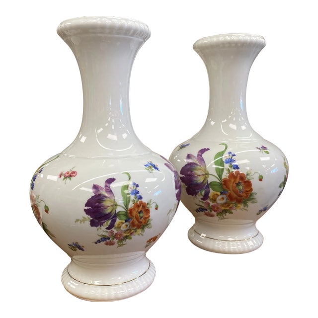 German White Porcelain Vases - a Pair For Sale
