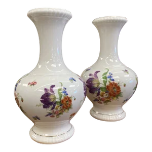 German White Porcelain Vases - a Pair
