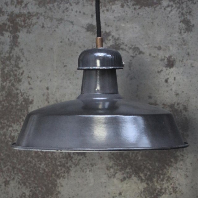 Industrial Vintage Industrial French Black Enamel Pendant Light from GAL For Sale - Image 3 of 5