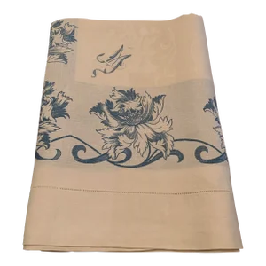 Vintage Blue and White Damask Tablecloth