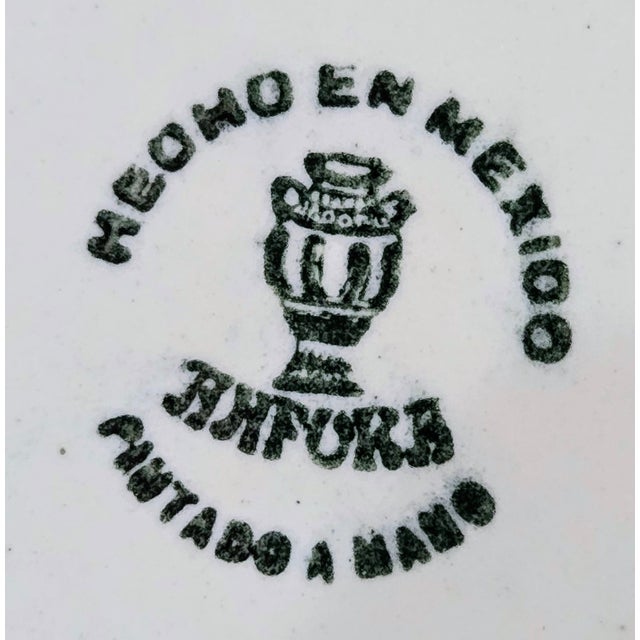 Blue Mid 20th Century Anfora Mexico Blue and White Hand‑Painted Talavera‑Style Oval Platter For Sale - Image 8 of 8