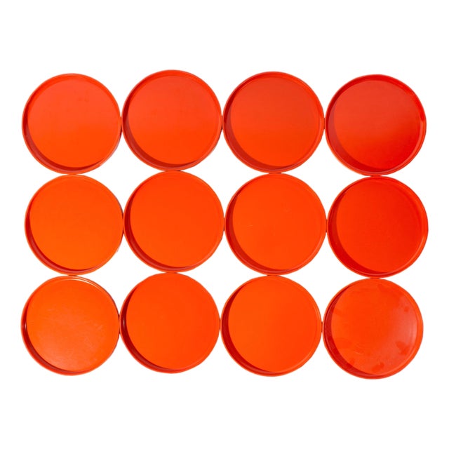 Orange Melamine Stackable Salad Plates, Set of 12 by Massimo Vignelli for Heller For Sale