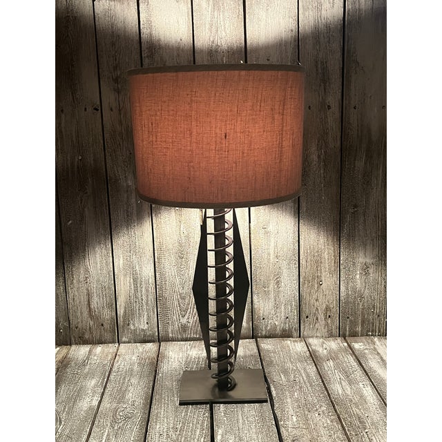 1990s Vintage Girardi Spiral Memphis-Style Metal Lamp, Signed For Sale - Image 5 of 12