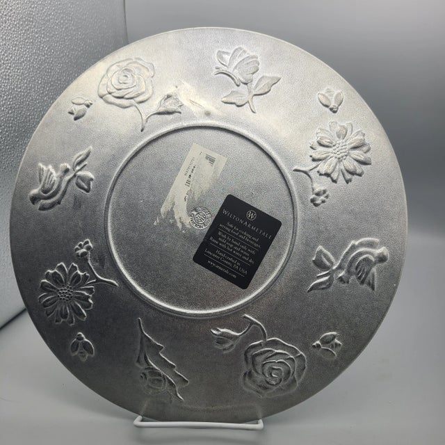 2000s Wilton Armetale Platter Large Garden Path Pattern Pewter For Sale - Image 9 of 11