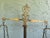 Hollywood Regency Large Italian Brass & Marble Decorative Balance Scale on Marble Base, 1950s For Sale - Image 3 of 12