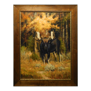 John Demott "Monarch on the Grass" Giclee on Canvas Hand Signed Framed Moose