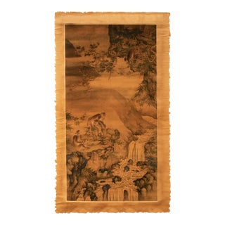 Post-1940s After "Landscape With Monkeys" by Shen Quan, Scroll on Rice Paper For Sale