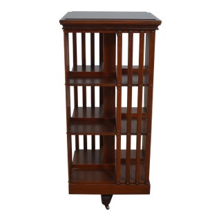 Kindel Mahogany Revolving Bookshelf For Sale
