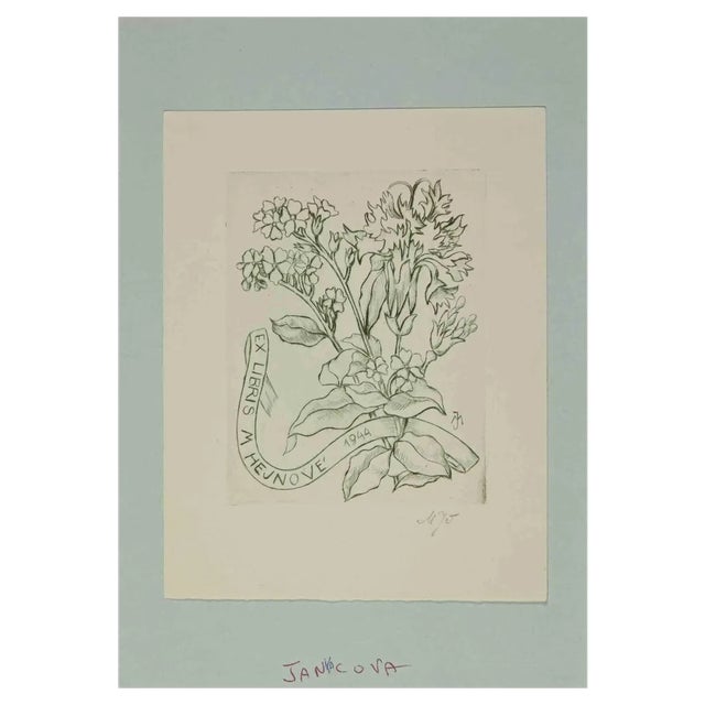 Marie Jancáková-Pribilová, Ex Libris M. Hejnové, Woodcut, 1944 For Sale