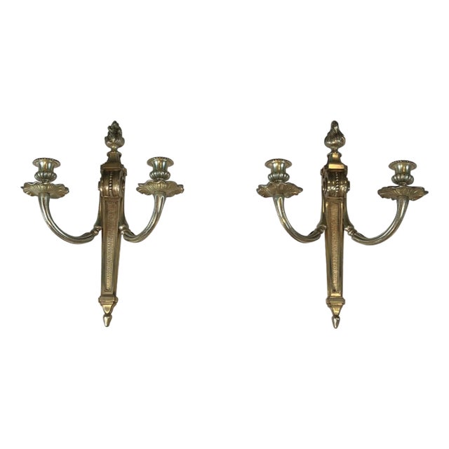 Pair of Louis XVI style bronze sconces For Sale