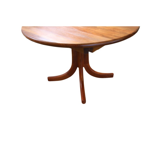 Wood Round Danish Dining Table in Teak with Column Base, 1960s For Sale - Image 7 of 16