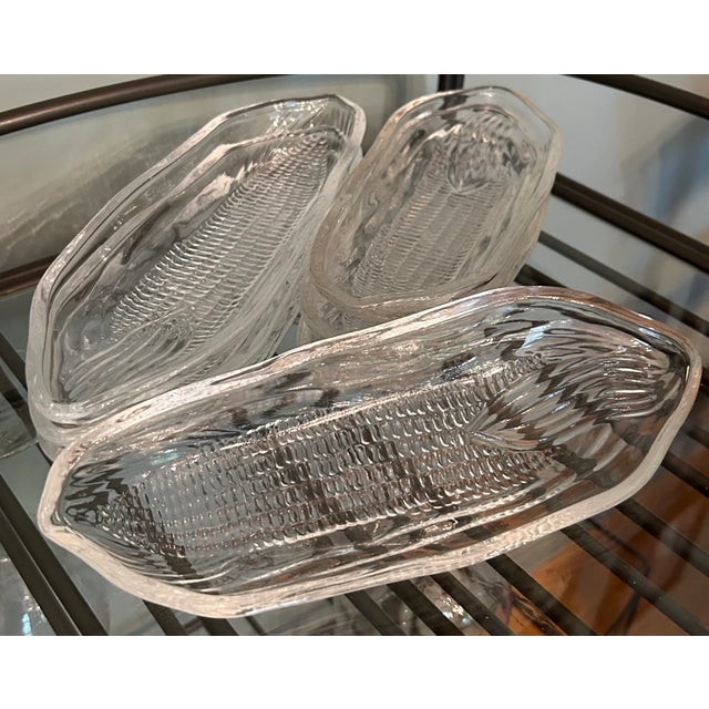 1940s Mid-Century Glass Corn-on-the-Cob Holders/Dishes/Trays - Set of 7 For Sale - Image 4 of 5