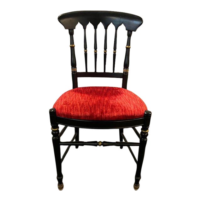 Mid 20th Century Spindle Back Glazed Black Side Chair H. By Tell City Chair Co. For Sale