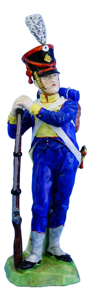 20th Century Porcelain Napoleonic Soldier of the Neuchatel Battalion from Carl Thieme's Potschappel Factory