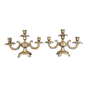 Vintage Ornate Metal Candelabras - Set of 2