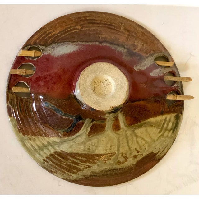 Contemporary Wabi Sabi Ceramic Artist Bowl With Bamboo, Signed For Sale - Image 3 of 5