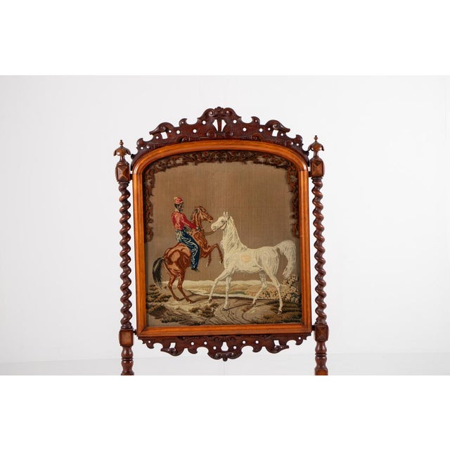 Antique Victorian Needlepoint Fire Screen For Sale - Image 13 of 15