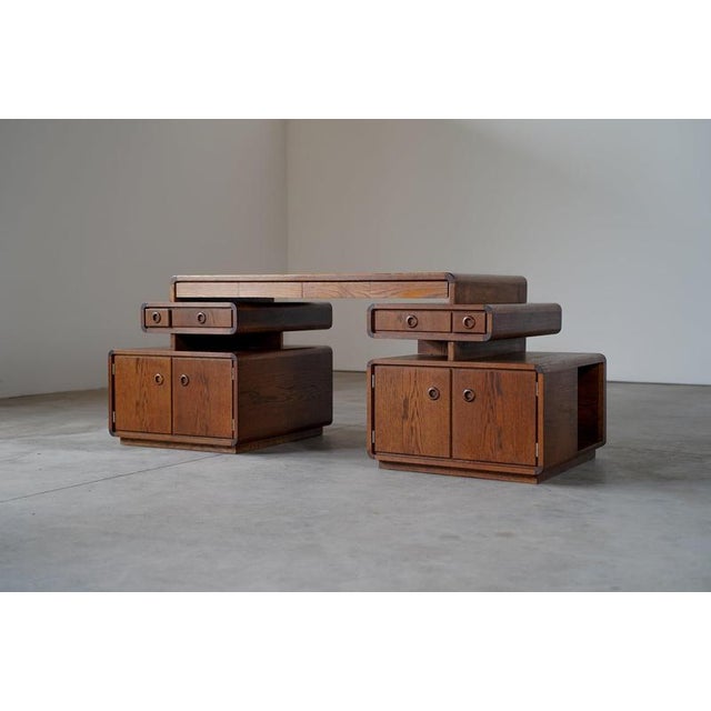 Free Standing Desk in Oak, 1970s For Sale - Image 10 of 16