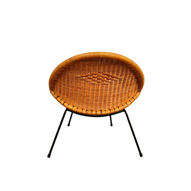 Mid-Century Modern Wicker Armchair, 1950s For Sale - Image 3 of 4
